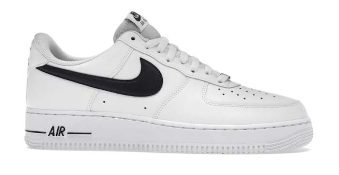 View of white and black Nike shoe.